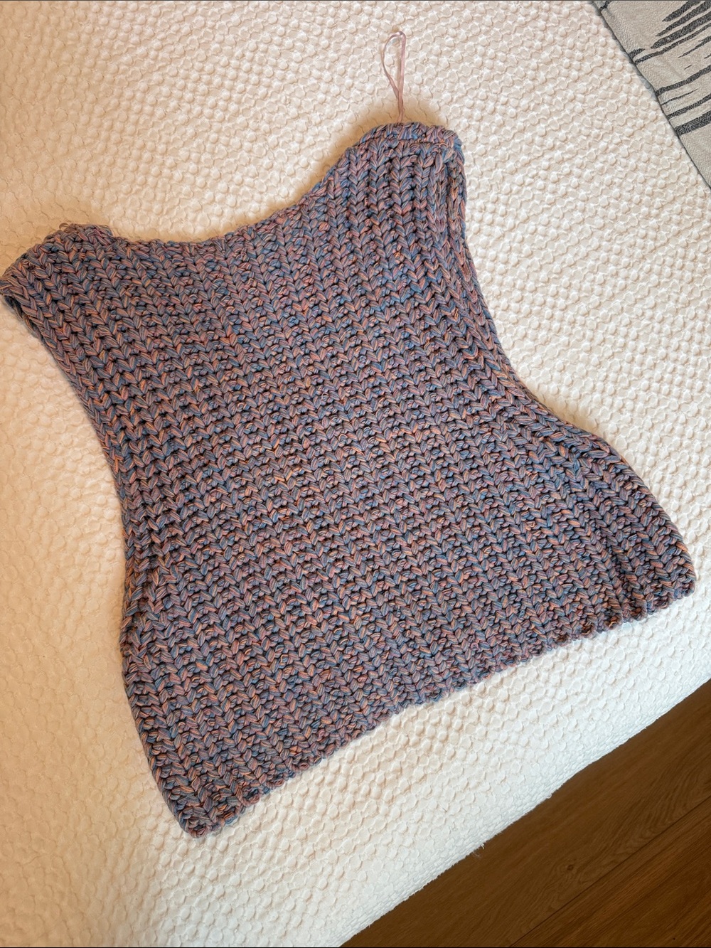 Free People Cropped Chunky Knit Vest in Heathered Lavender and Dusty Blue